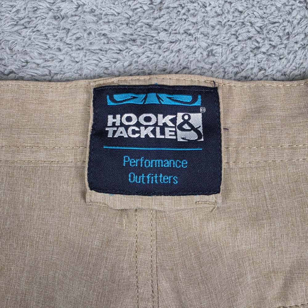 Hook & Tackle Hybrid Shorts Mens 38 Tan Hi-Tide Performance Fishing Stretch 8in - Picture 4 of 10